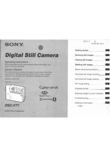 Sony Cyber-shot F77 manual. Camera Instructions.